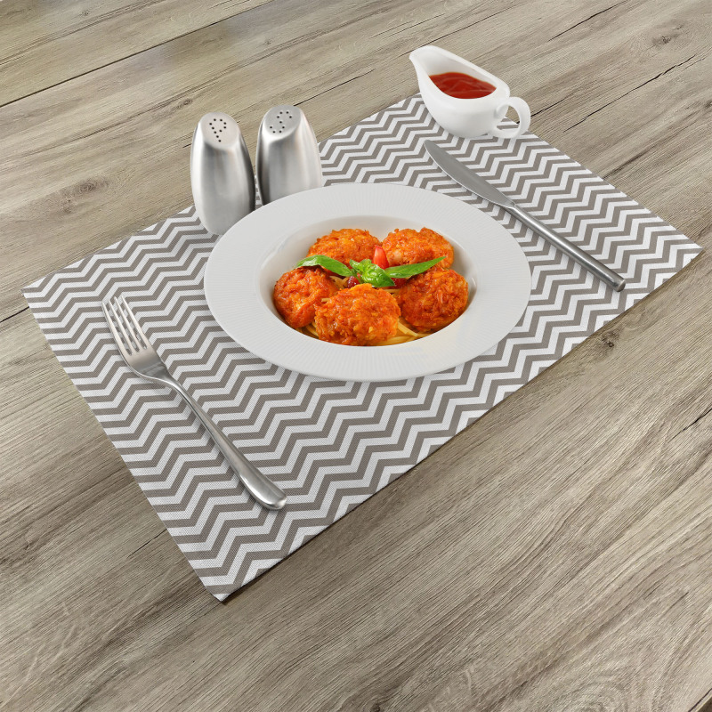 Grey and White Zig Zag Place Mats