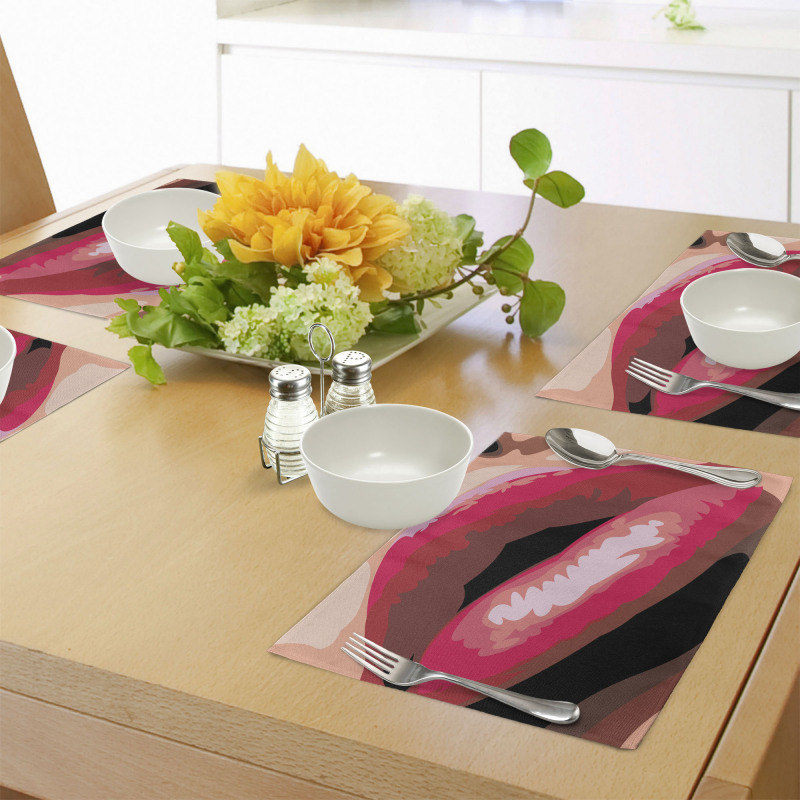 Woman Red Lips Charming Mouth Place Mats