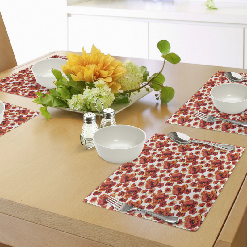 Red Poppy Flowers Place Mats