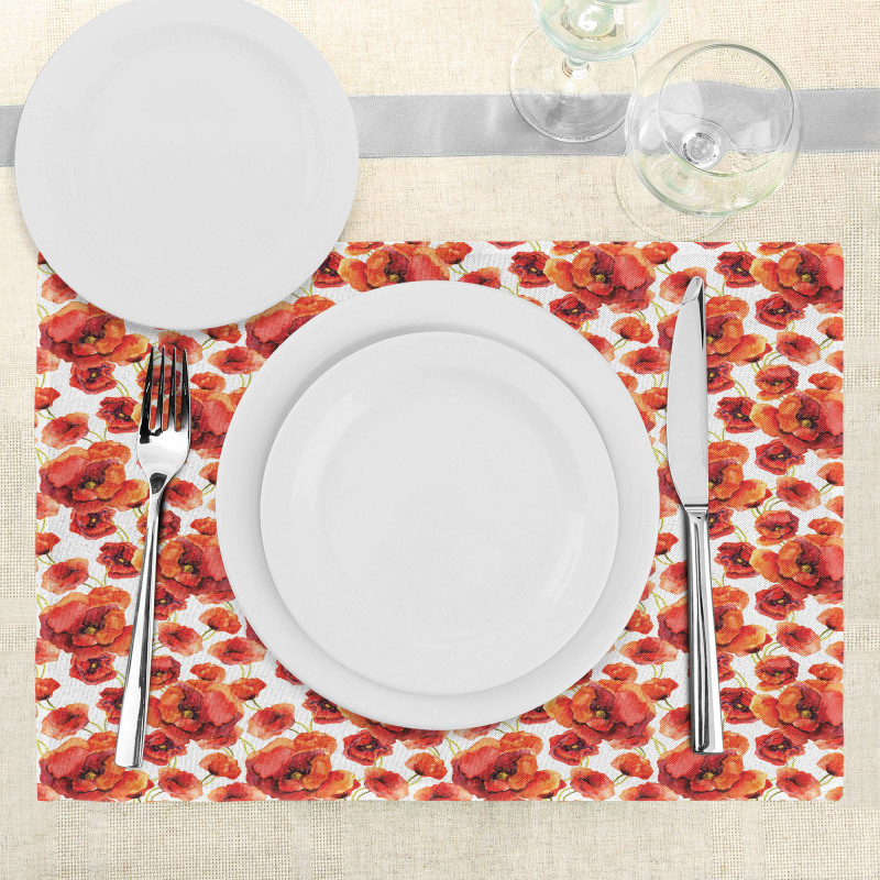 Red Poppy Flowers Place Mats