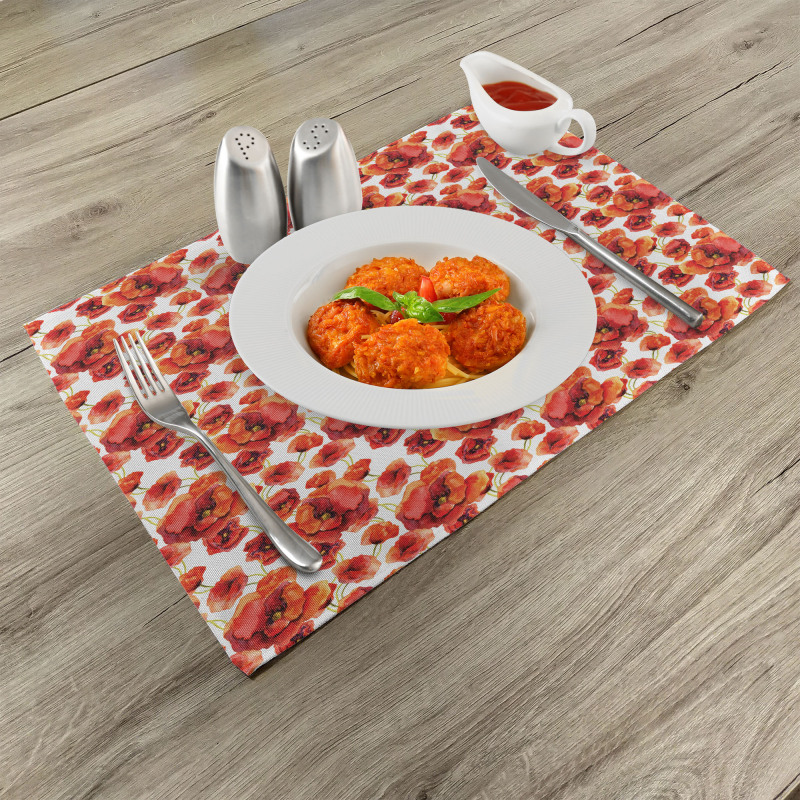 Red Poppy Flowers Place Mats