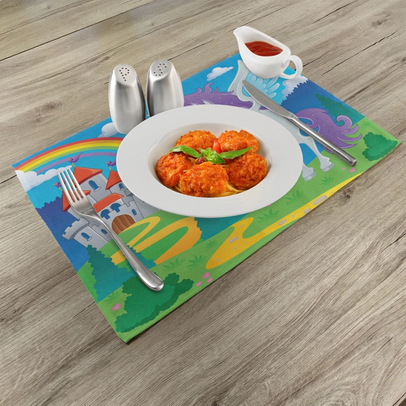 Unicorn with Rainbow Fairy Place Mats