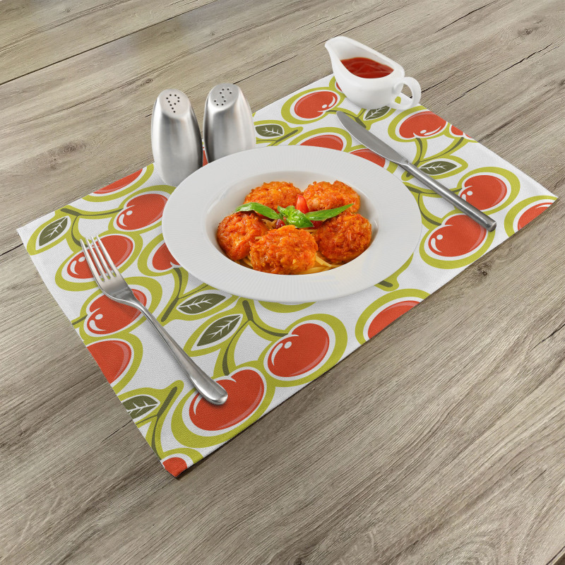 Cherry and Leaves Pattern Place Mats