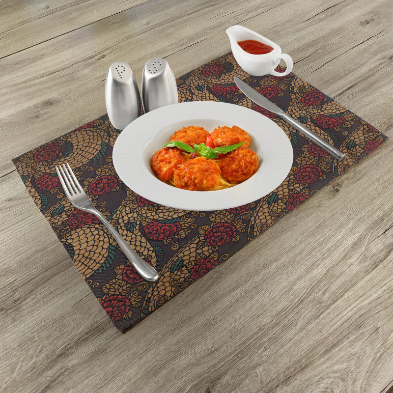 Traditional Roses Dragon Place Mats