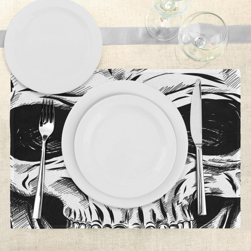 Gothic Sketch Evil Face Place Mats