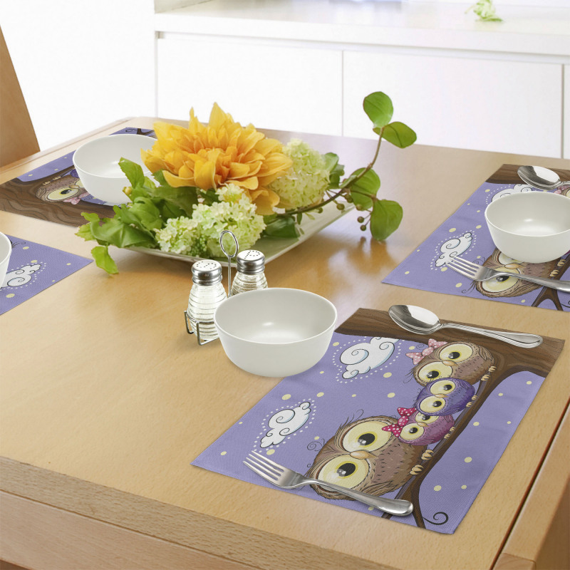 Cartoon Style Owl Family Place Mats