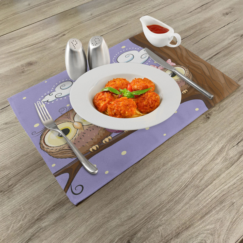 Cartoon Style Owl Family Place Mats