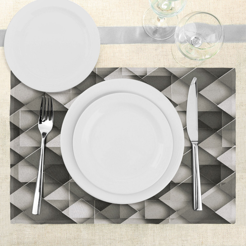 Grey Ombre Squares Place Mats