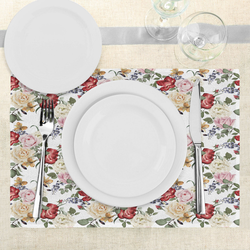 Lilacs Roses Flowers Place Mats