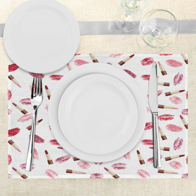 Lipstick Kiss Makeup Place Mats