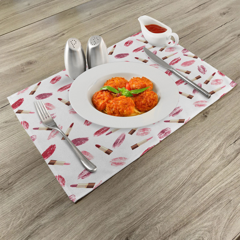 Lipstick Kiss Makeup Place Mats