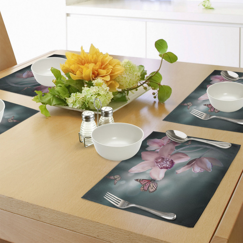 Orchid Flower Butterfly Place Mats
