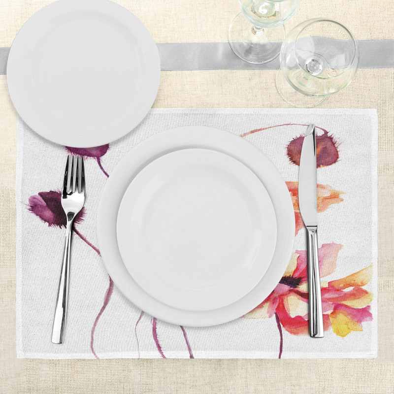 Watercolor Poppies Buds Place Mats