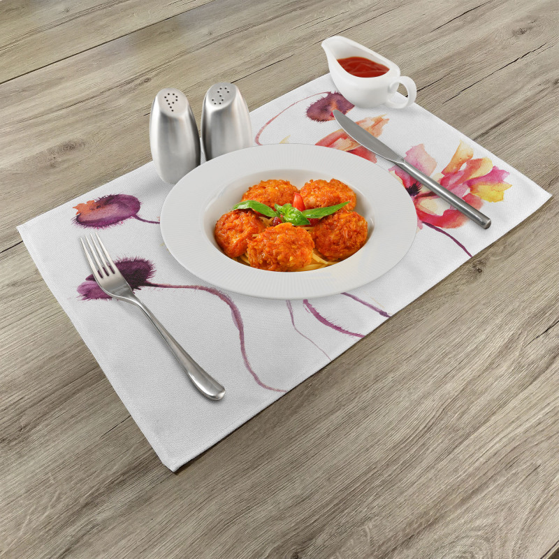 Watercolor Poppies Buds Place Mats