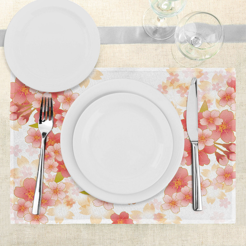 Vibrant Sakura Flowers Place Mats