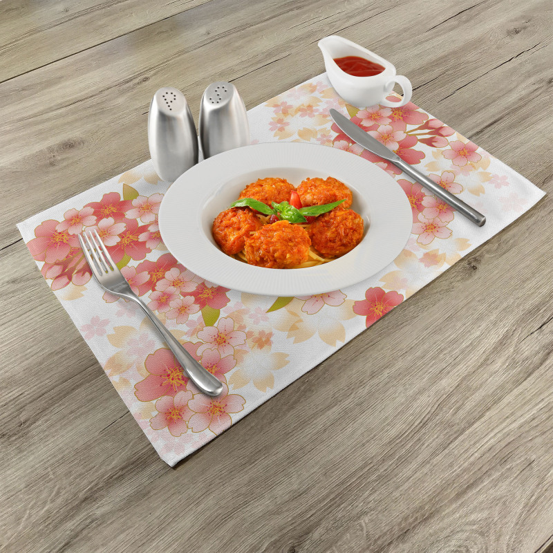 Vibrant Sakura Flowers Place Mats