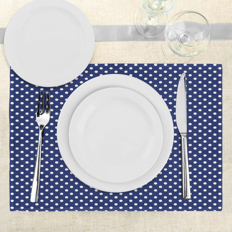 White Polka Dotted Tile Place Mats