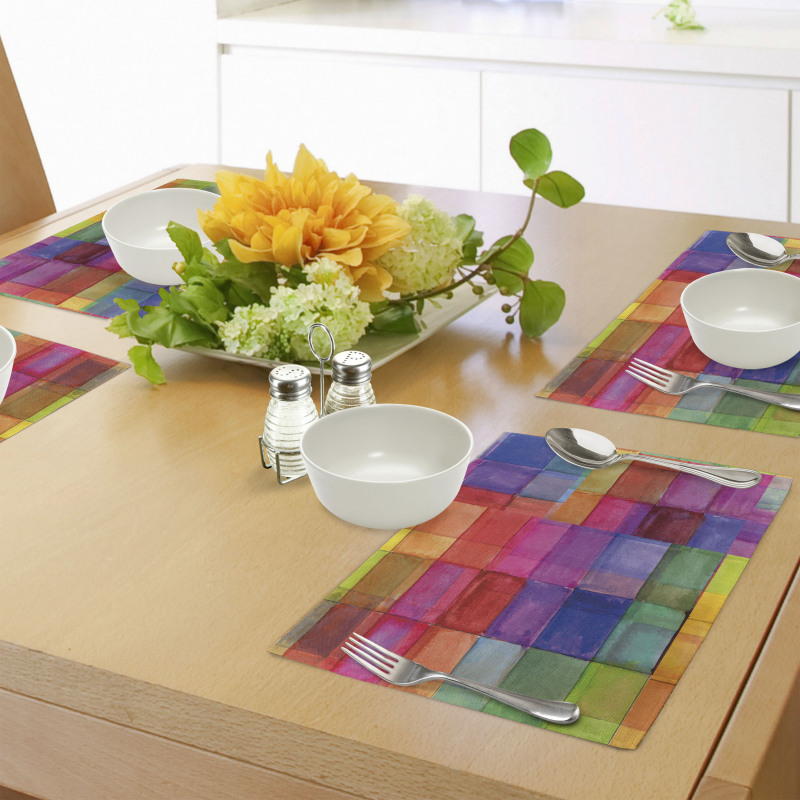 Rainbow Colors Squares Place Mats