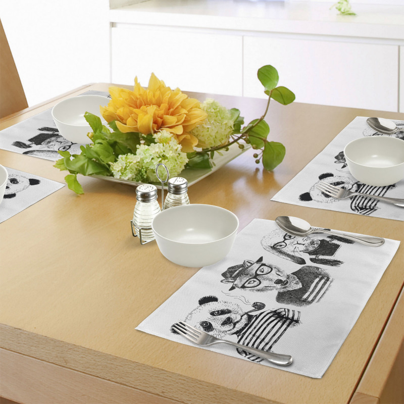 Hipster Panda Cigar Fox Place Mats