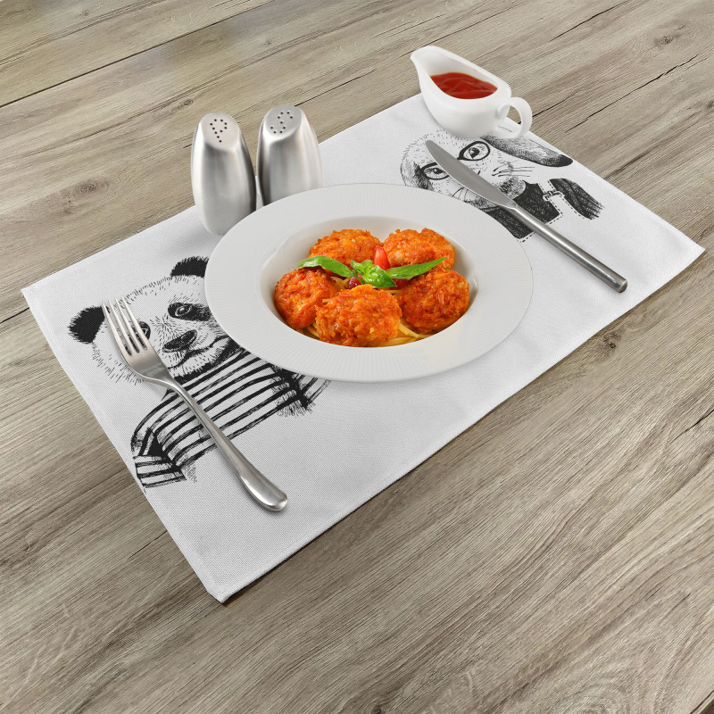 Hipster Panda Cigar Fox Place Mats