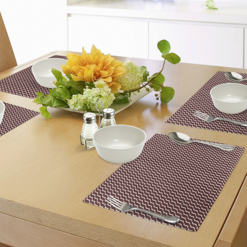 Cutrvy Wavy Lines Dark Tile Place Mats