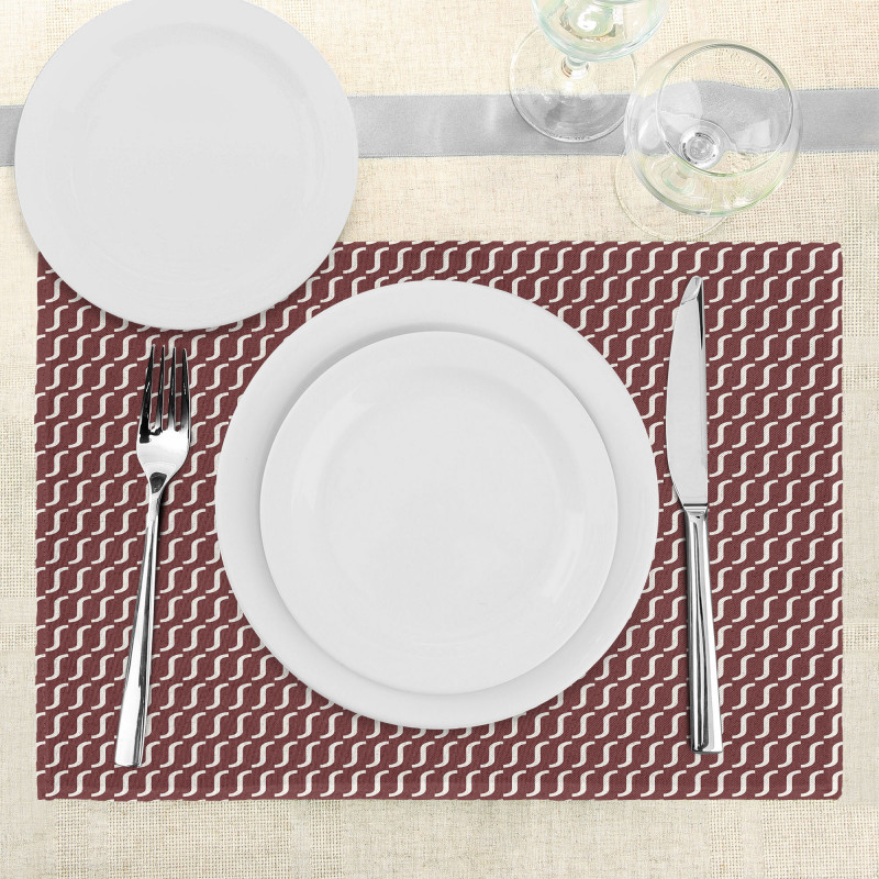 Cutrvy Wavy Lines Dark Tile Place Mats