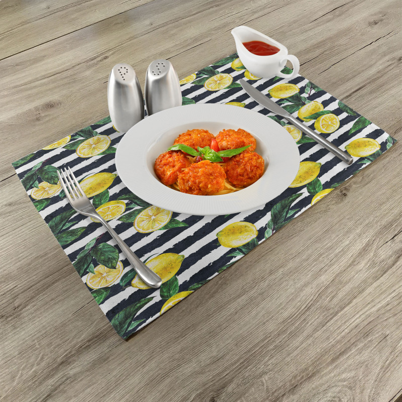 Fresh Lemons Striped Place Mats