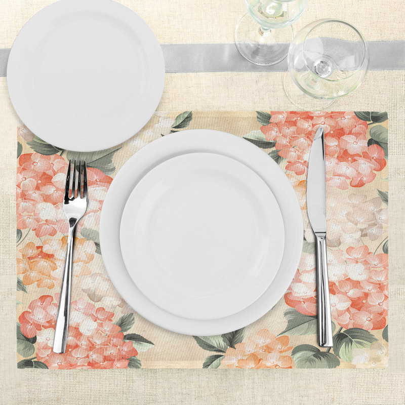 Blooming Hydrangea Flowers Place Mats