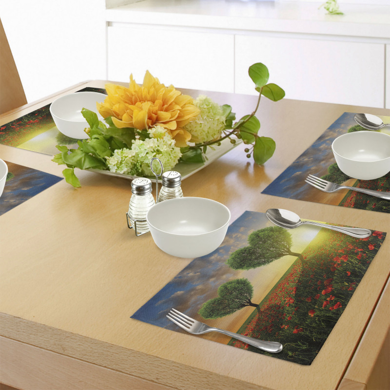 Poppies Heart Trees Place Mats