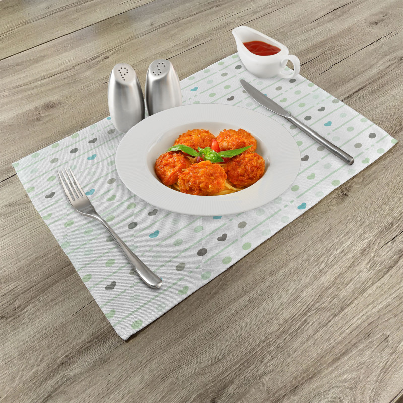 Polka Dots Hearts Place Mats