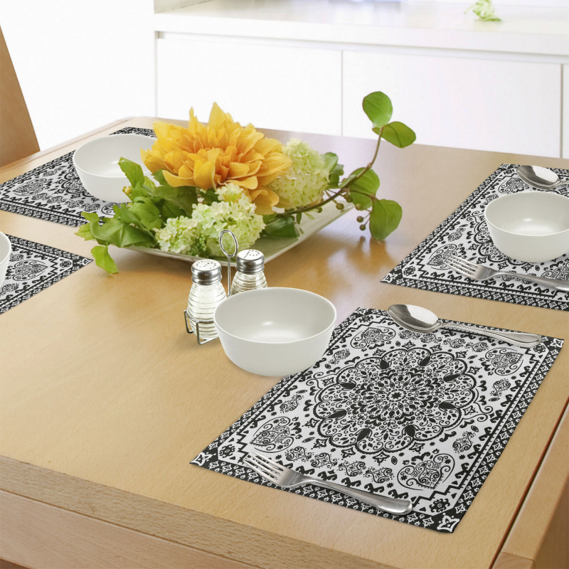 Lace Paisley Black Mehndi Place Mats