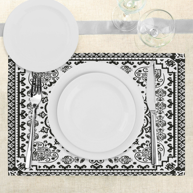 Lace Paisley Black Mehndi Place Mats