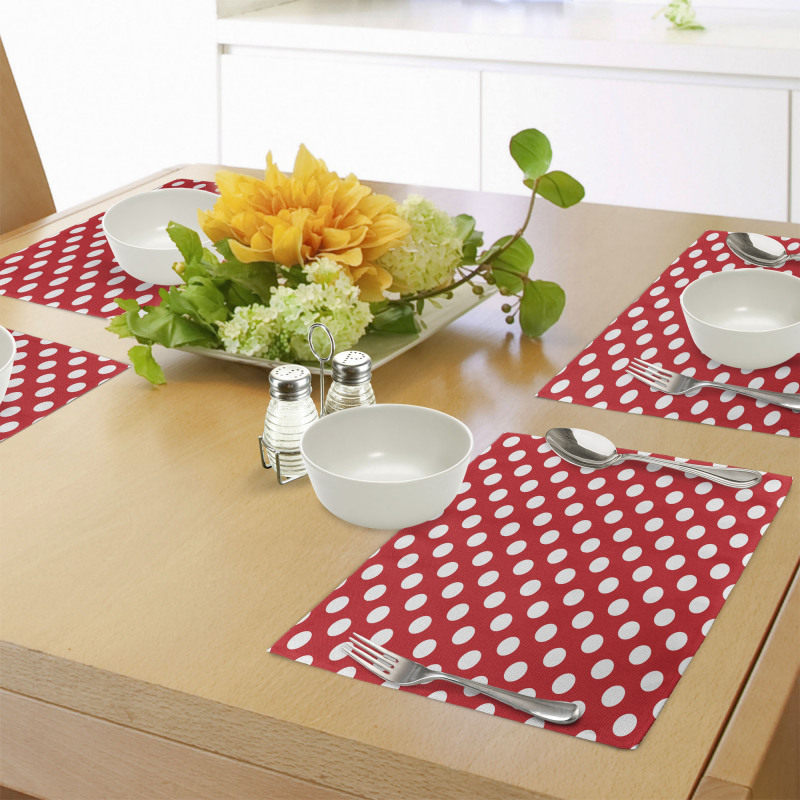 Pop Art White Polka Dots Place Mats