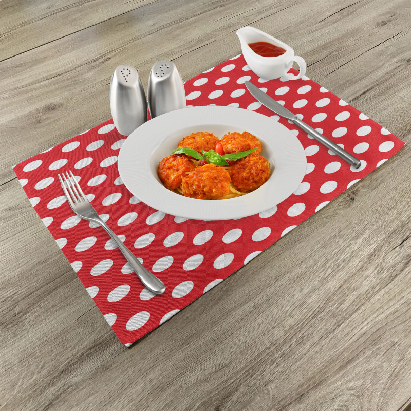 Pop Art White Polka Dots Place Mats