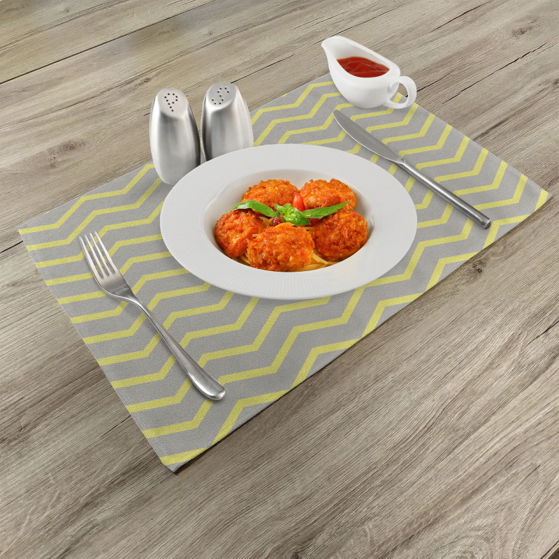 Yellow Grey Zig Zag Place Mats