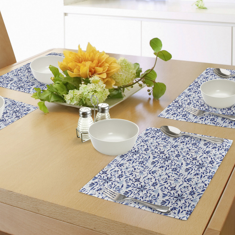 Modern Flowers Leaves Buds Place Mats
