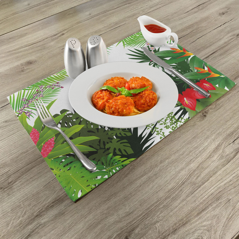 Hibiscus Anthurium Leaves Place Mats