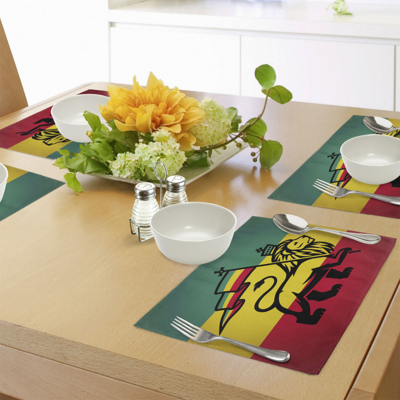 Judah Lion Rastafari Flag Place Mats