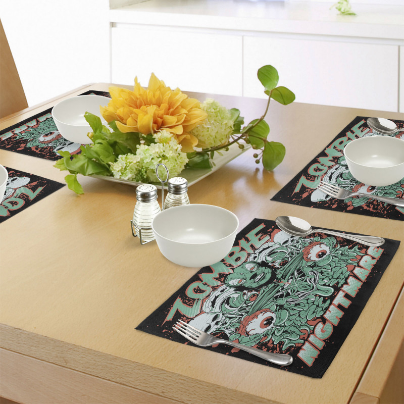 Retro Skulls Ghost Place Mats