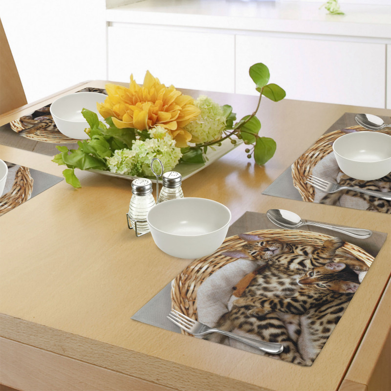 Bengal Cats in Basket Place Mats