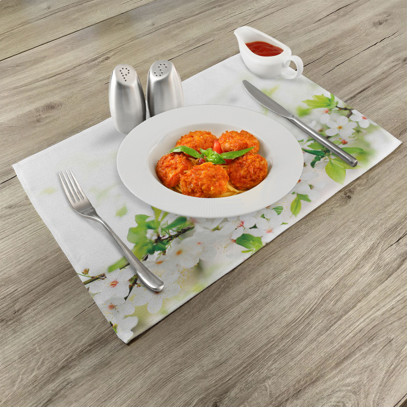 White Spring Blossoms Place Mats