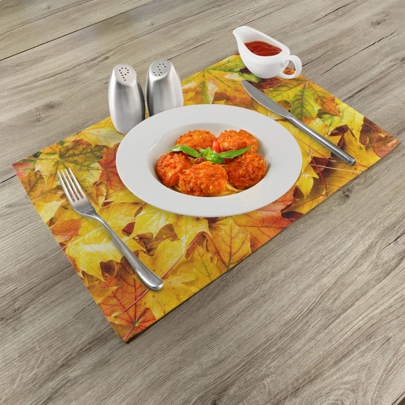 Wet Maple Leaves Nature Place Mats