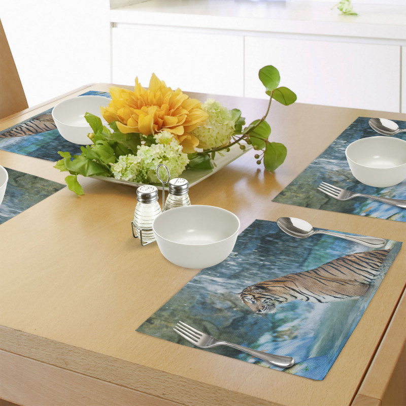 Feline Animal in Pond Place Mats