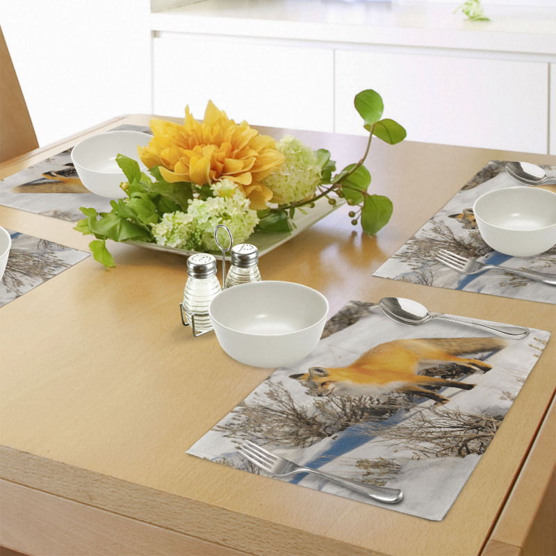 Red Fox in Snowy Nature Place Mats