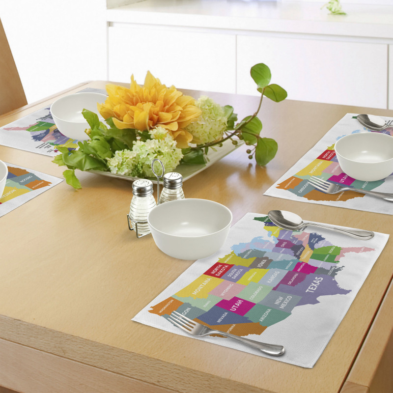 USA Map Colorful States Place Mats