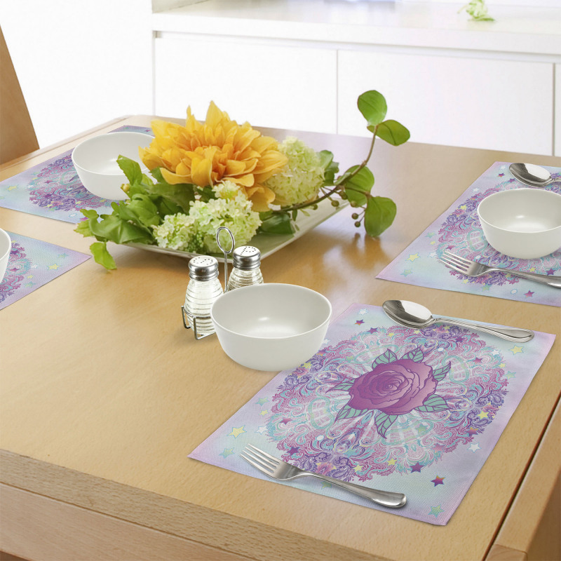 Psychedelic Rose Mandala Place Mats