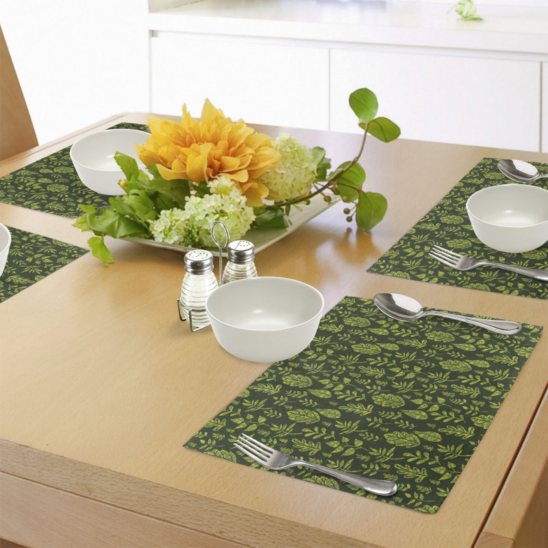 Patterned Green Leaves Place Mats