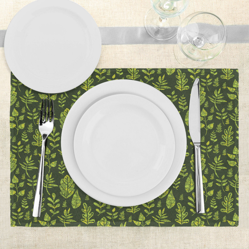 Patterned Green Leaves Place Mats