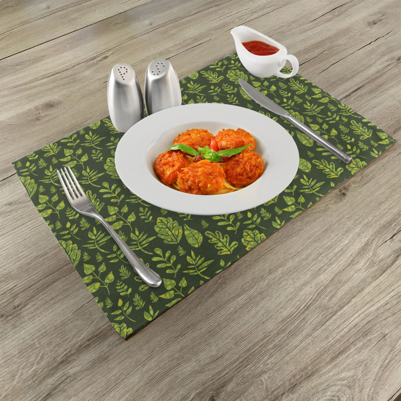 Patterned Green Leaves Place Mats