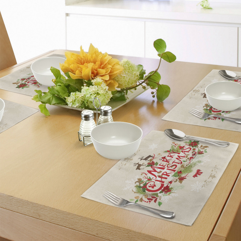 Floral Merry Xmas Place Mats